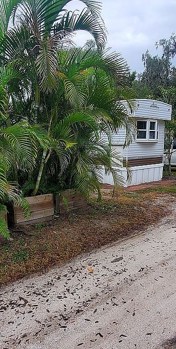 Front of unit, privacy palms