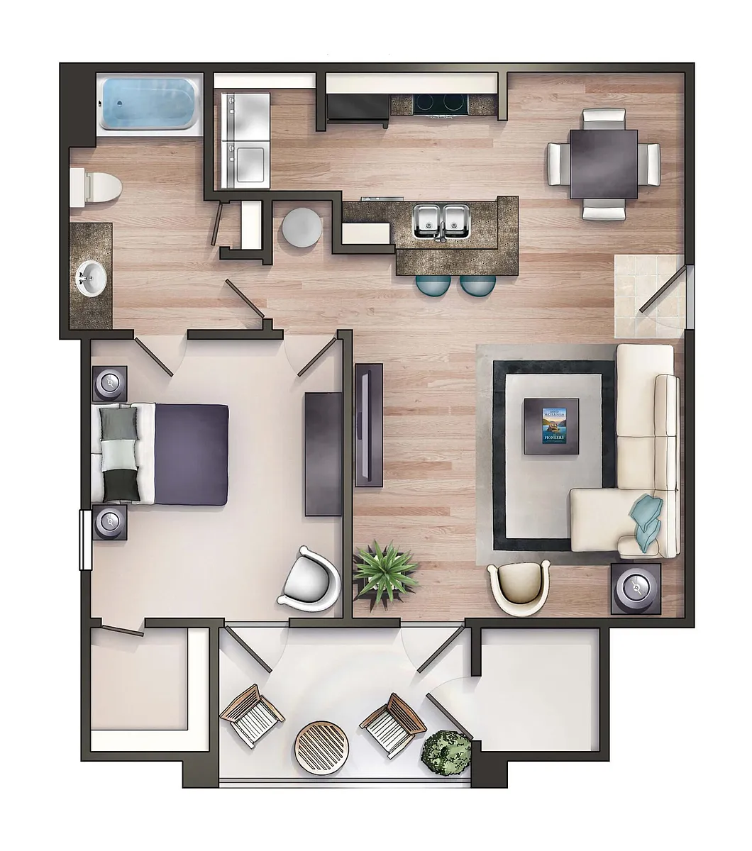 Floor plan The Oak 1 Bedroom