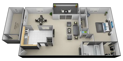 Floor plan 1 Bedroom 1 Bath with Den