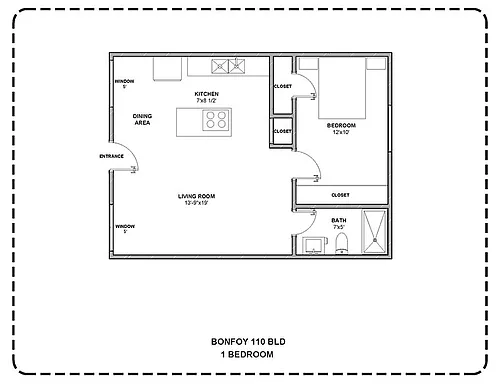 Floor plan 110 One Bedroom