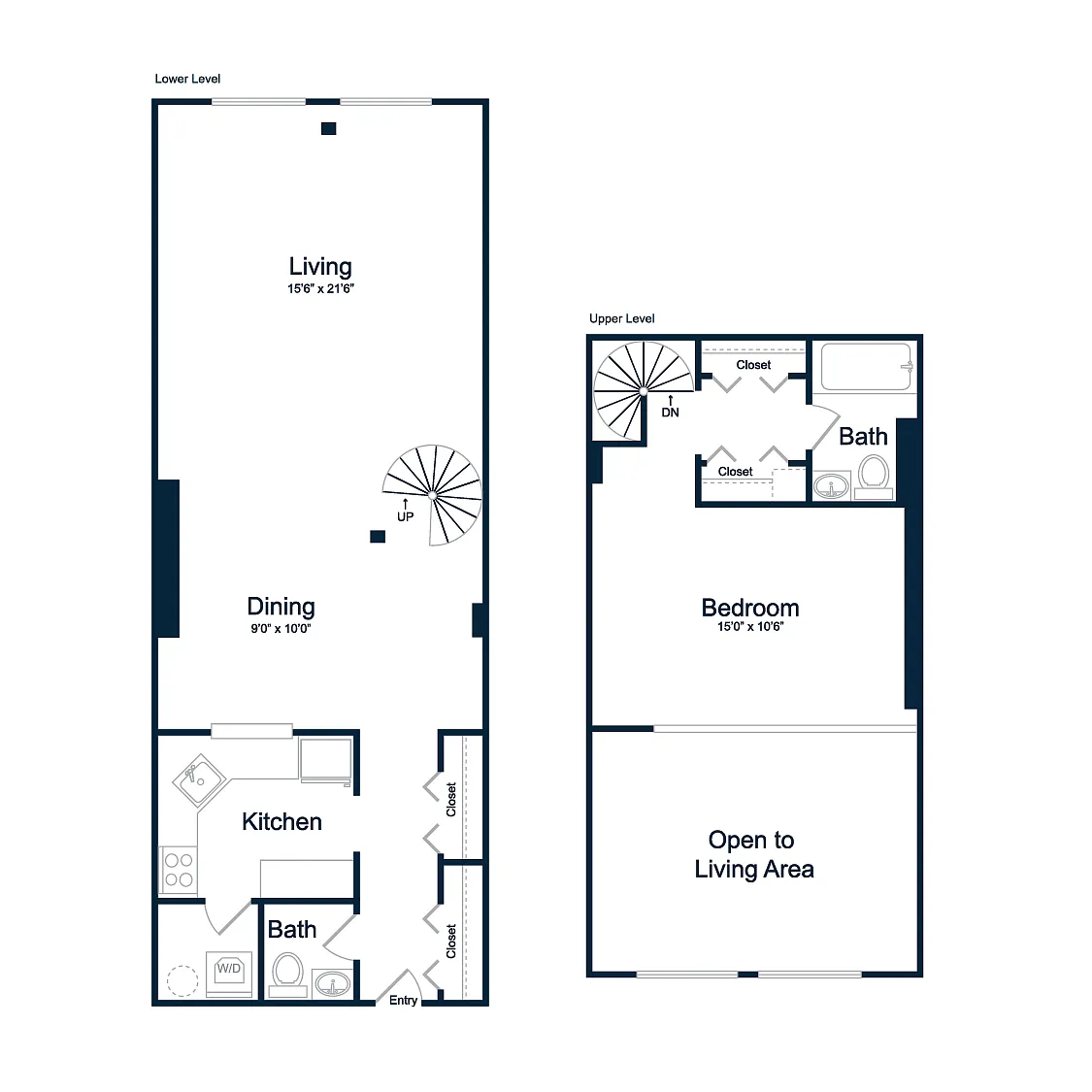Floor plan AL2R | 1 Bed | 1 Bath | Loft