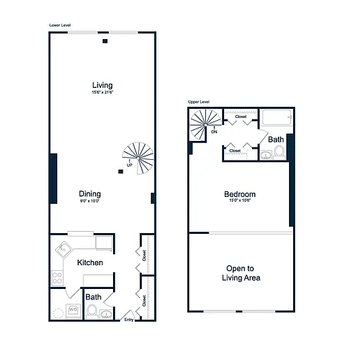 Floor plan AL2R | 1 Bed | 1 Bath | Loft