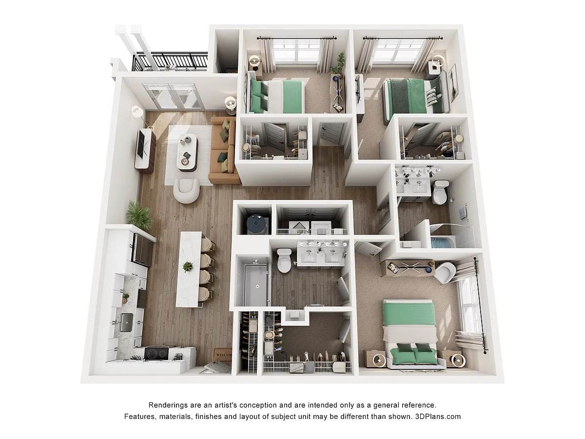 Floor plan 3 Bed, 2 Bath