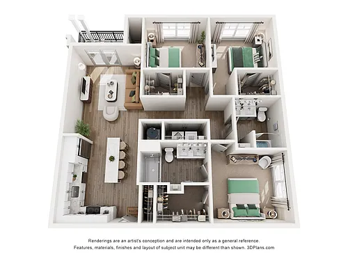 Floor plan 3 Bed, 2 Bath