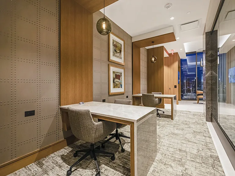 Coworking lounge featuring a variety of communal and private seating