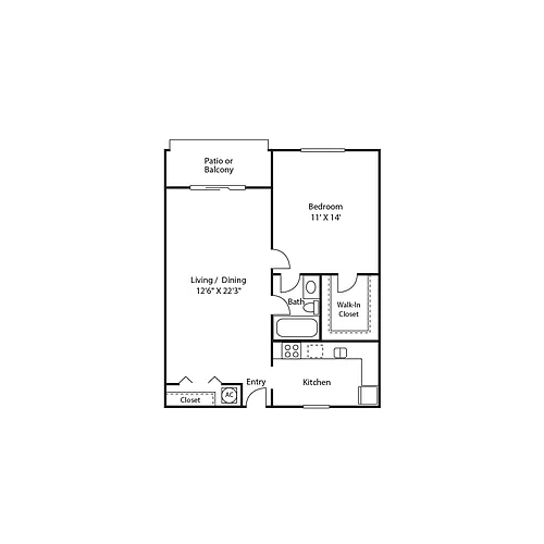 Floor plan 1x1 - 750 sqft - The Majestic