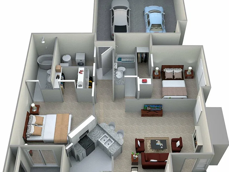 2 Bedroom, 2 Bath (1,302 sqft.) 2 Bedroom, 2 Bath (1,302 sqft.)