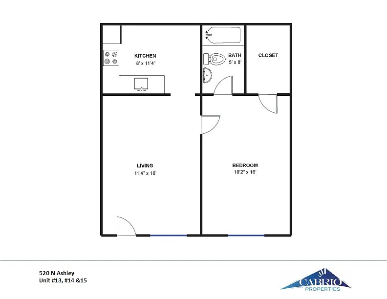 Floor plan 1 Bedroom Apartment