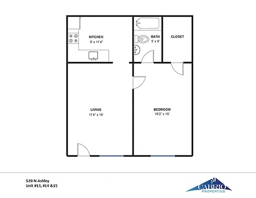 Floor plan 1 Bedroom Apartment