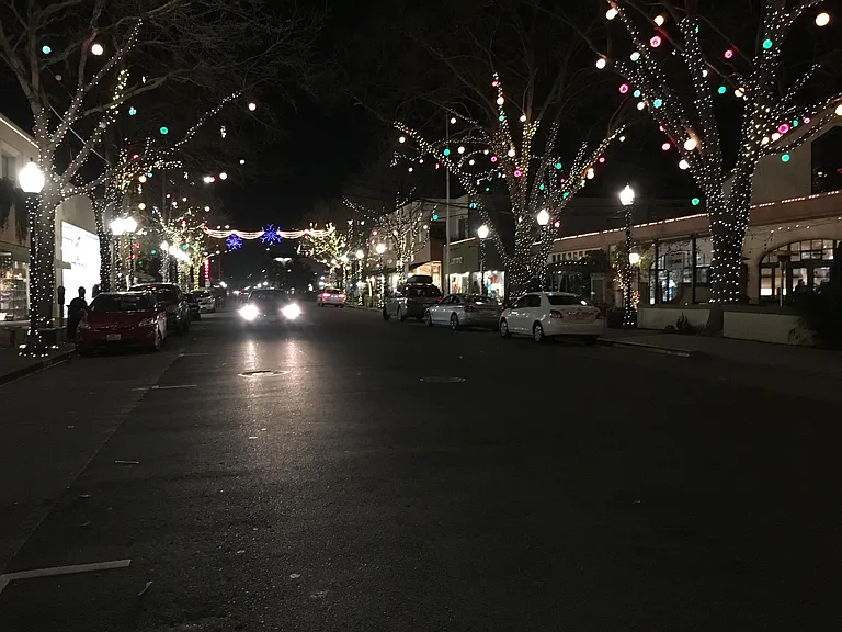 Christmas scene on 4th Street Shopping District