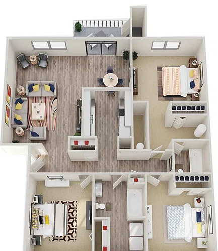Floor plan Three Bed Two Bath