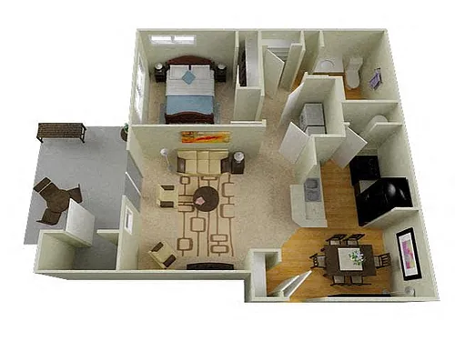 Floor plan One Bed One Bath A