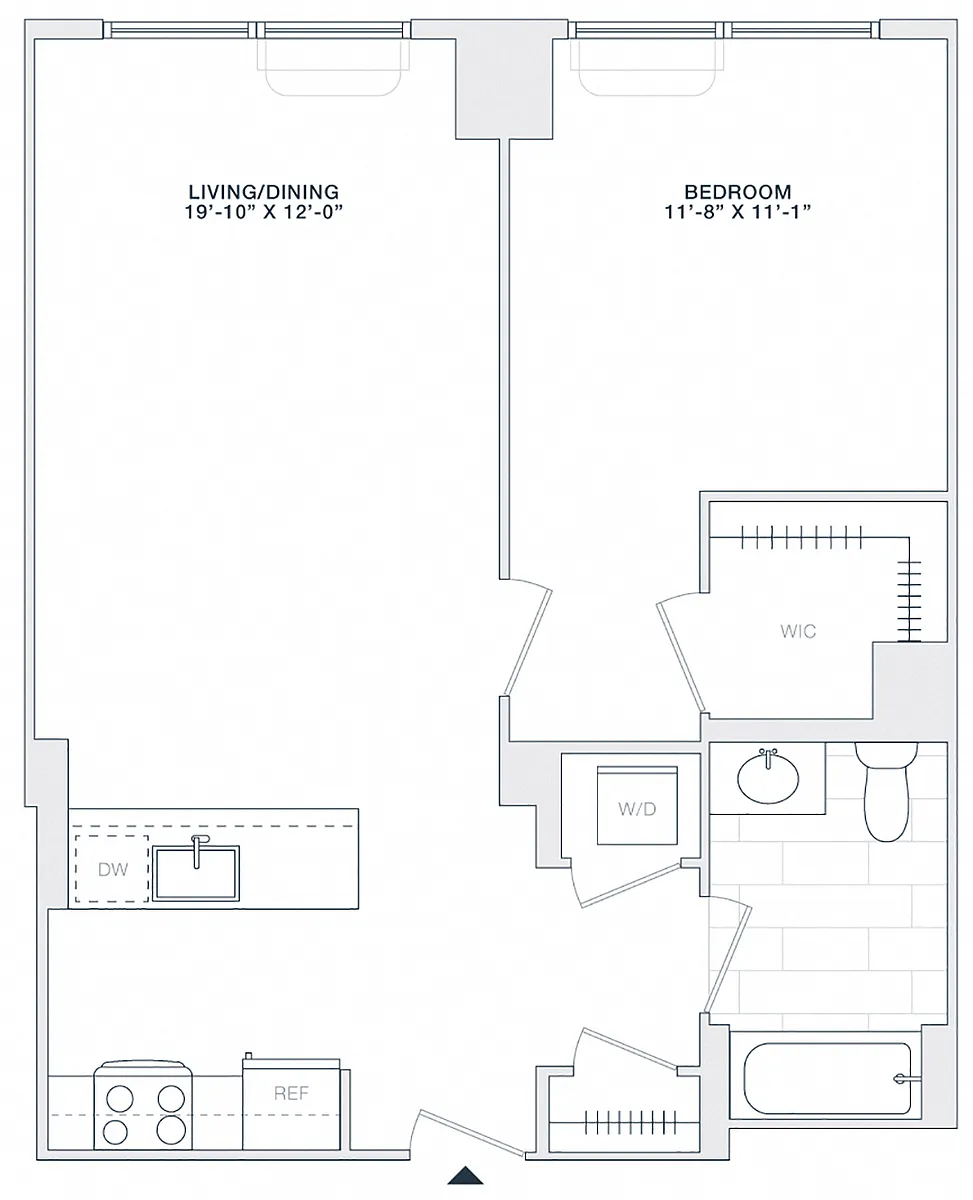 Floor plan 1 BED 1 BATH 710 RSF