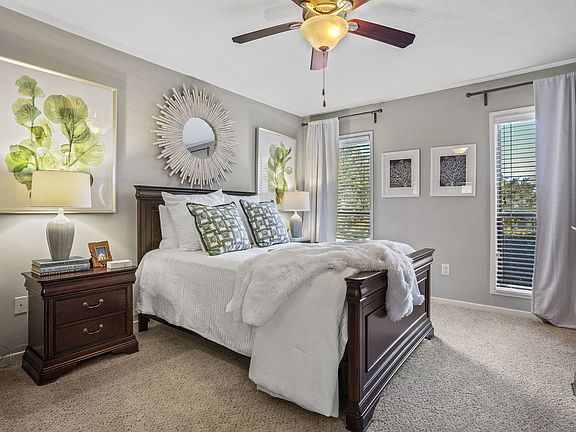 Spacious bedrooms can accommodate any bed size.