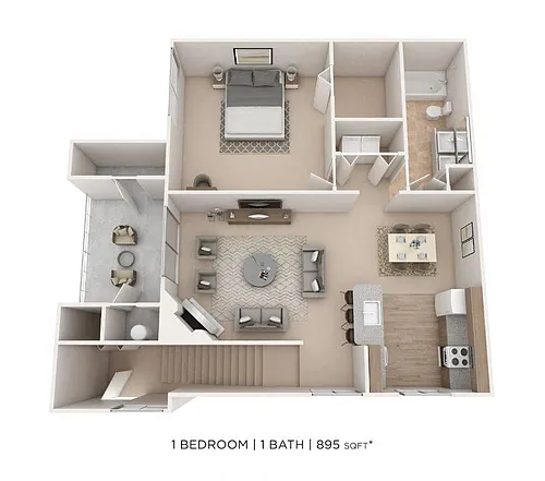 Floor plan One Bedroom - 895 sqft