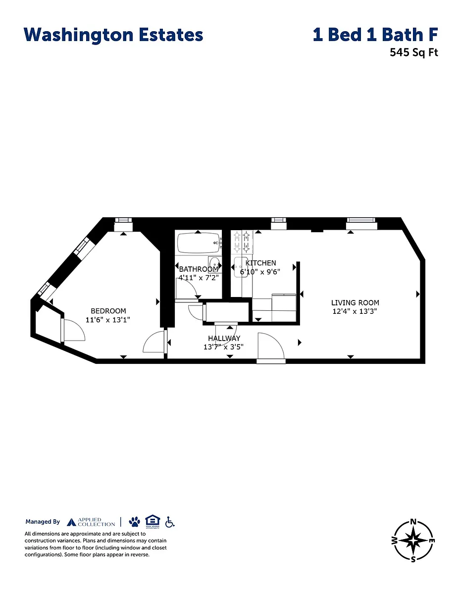 Floor plan 1 Bed 1 Bath F