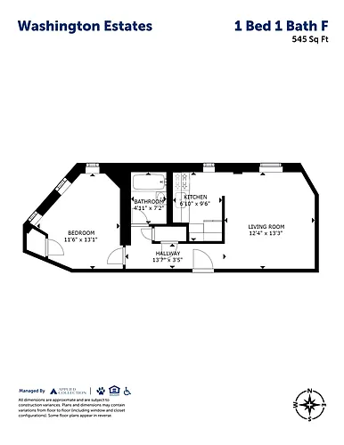 Floor plan 1 Bed 1 Bath F
