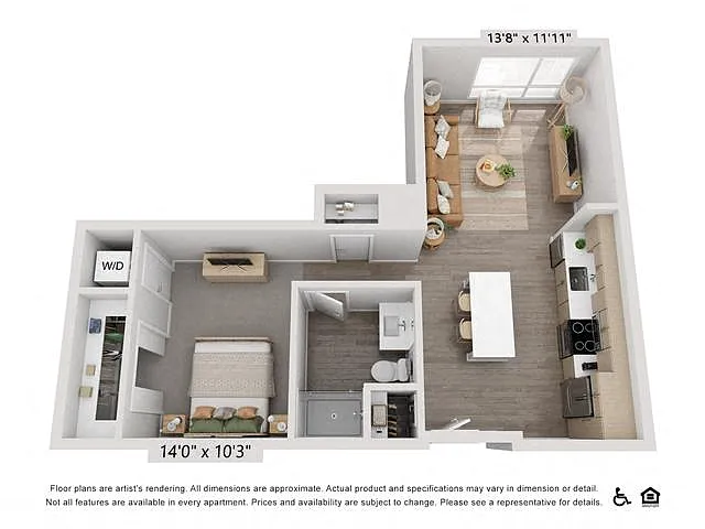 Floor plan S3 | Studio | 1 Bath | Den