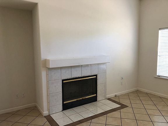 Living room with fireplace.