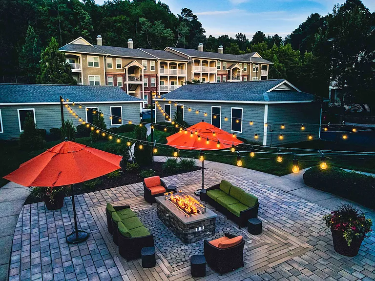 Outdoor fire pit with cozy lounge seating