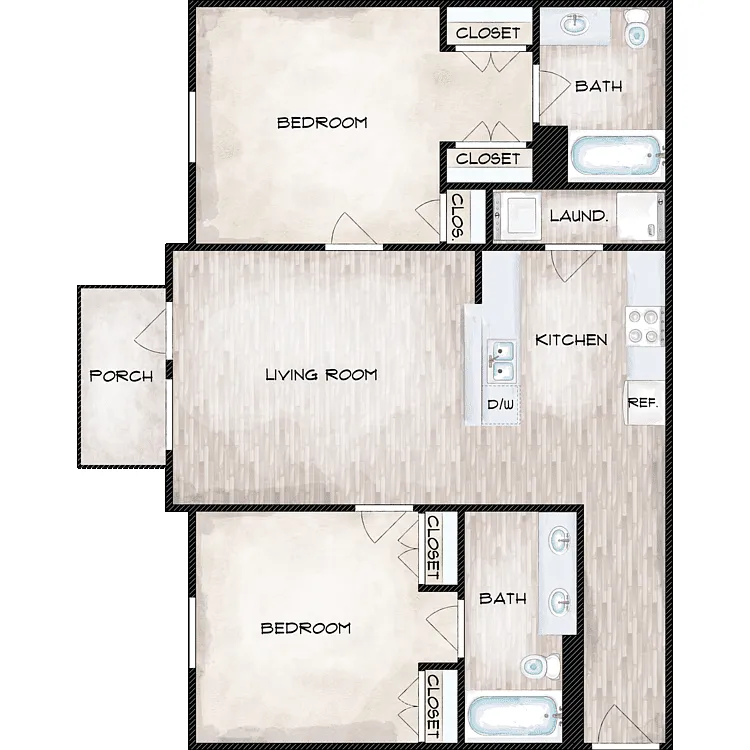 Floor plan 2 Bed 2 Bath