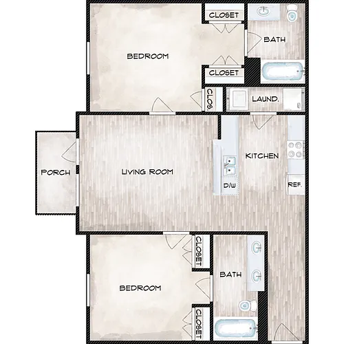 Floor plan 2 Bed 2 Bath