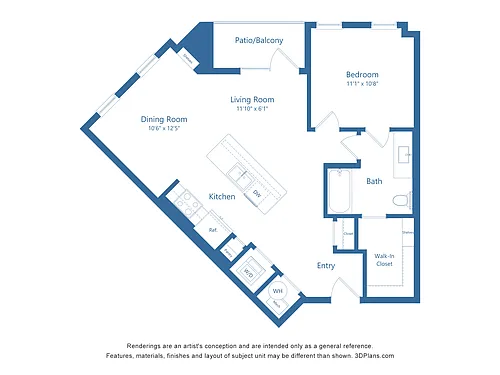 Floor plan A7 | 1 Bed | 1 Bath