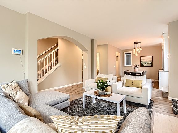 The living room and dining room seamlessly connect.