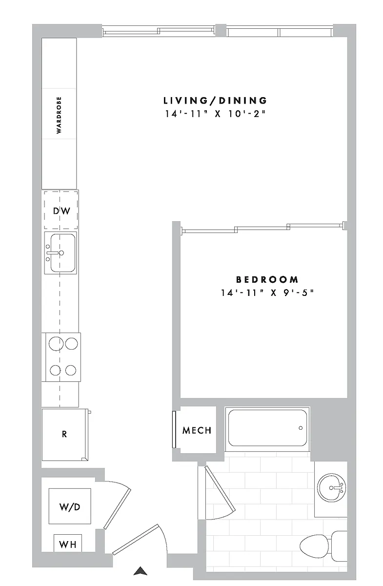 Floor plan Junior 1 Bedroom - S02