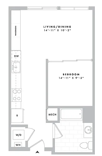 Floor plan Junior 1 Bedroom - S02