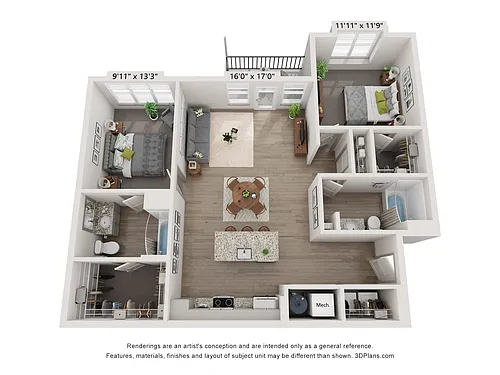 Floor plan 2 Bed 2 Bath