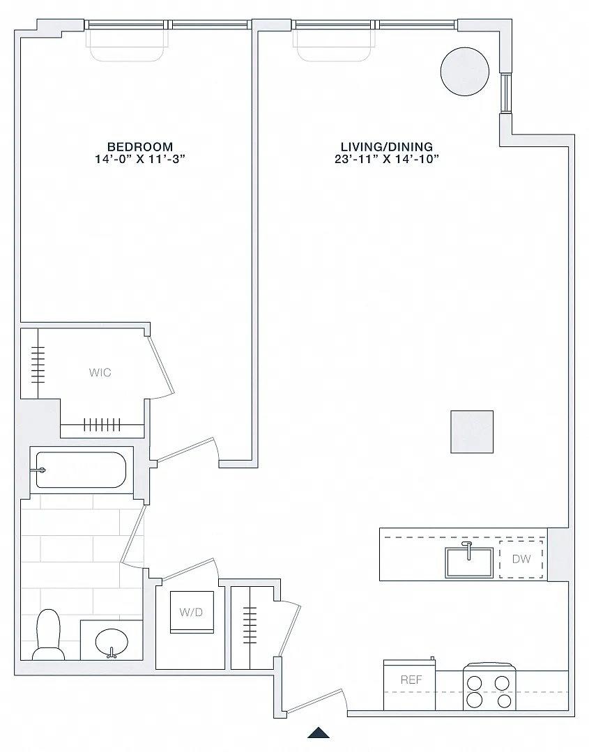 Floor plan 1 BED 1 BATH 860 RSF
