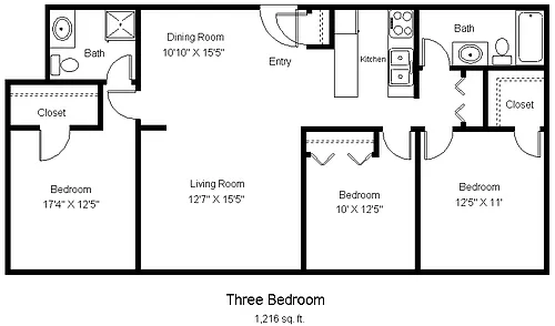 Floor plan Three Bedroom