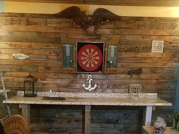 Underneath pergola our back