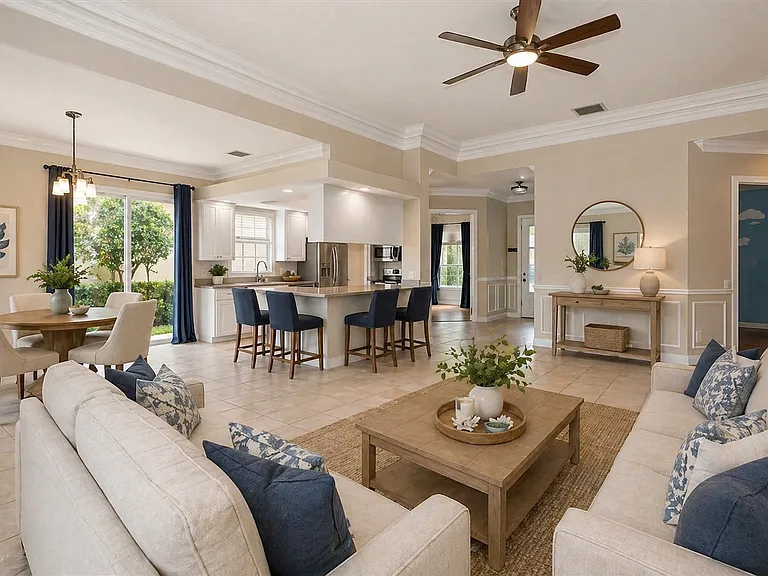 Beautiful open family room and kitchen