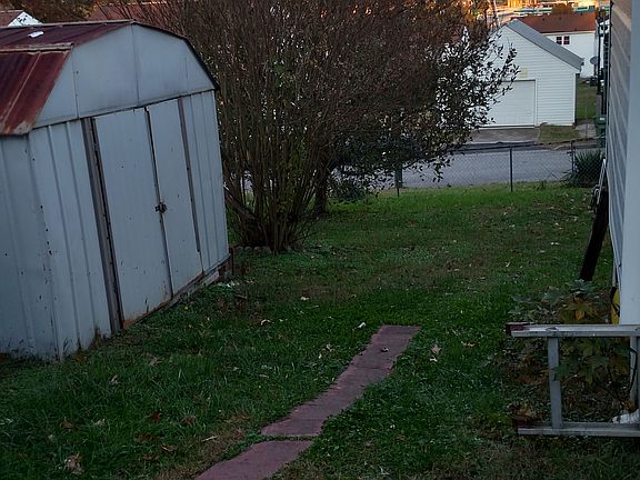Fenced yard with apple tree