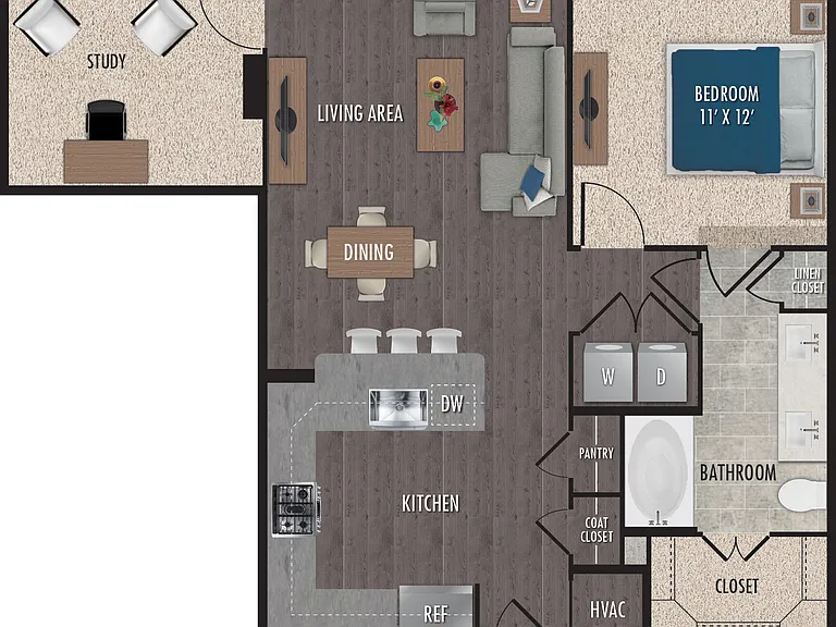 A6-1x1 floor plan 1414 Texas Downtown