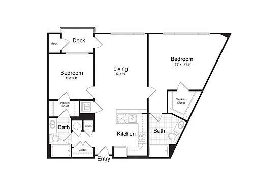 Floor plan 2-Bedroom 2-Bathroom | 1,147 sqft
