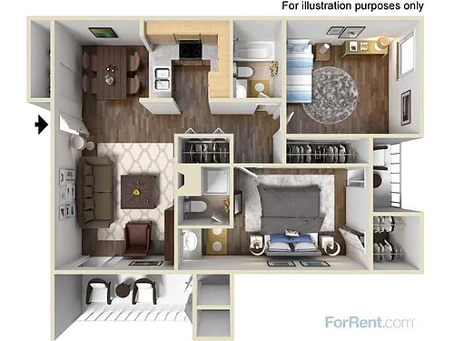 Floor plan 2x2-914-Full Renovation-Gray