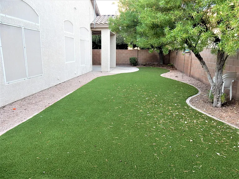 Backyard with artificial grass