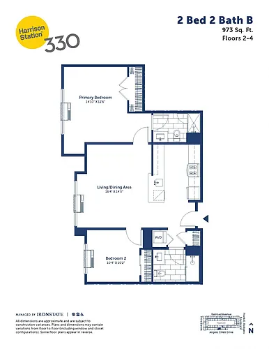 Floor plan 2 Bed 2 Bath B
