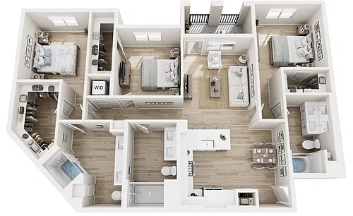 Floor plan 3BD, 2BTH C3