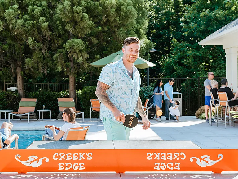 Poolside ping pong table