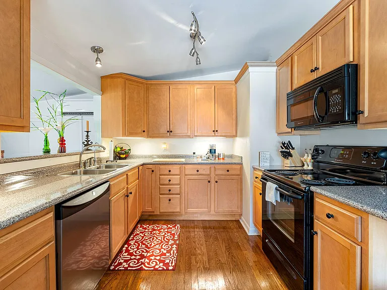 View of kitchen from dining area