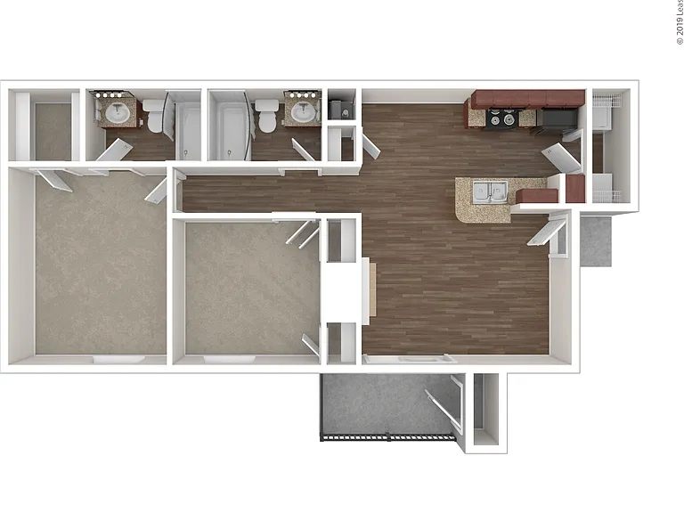 2x2 Small: Beds - 2: Baths - 2: SqFt Range - 976 to 976