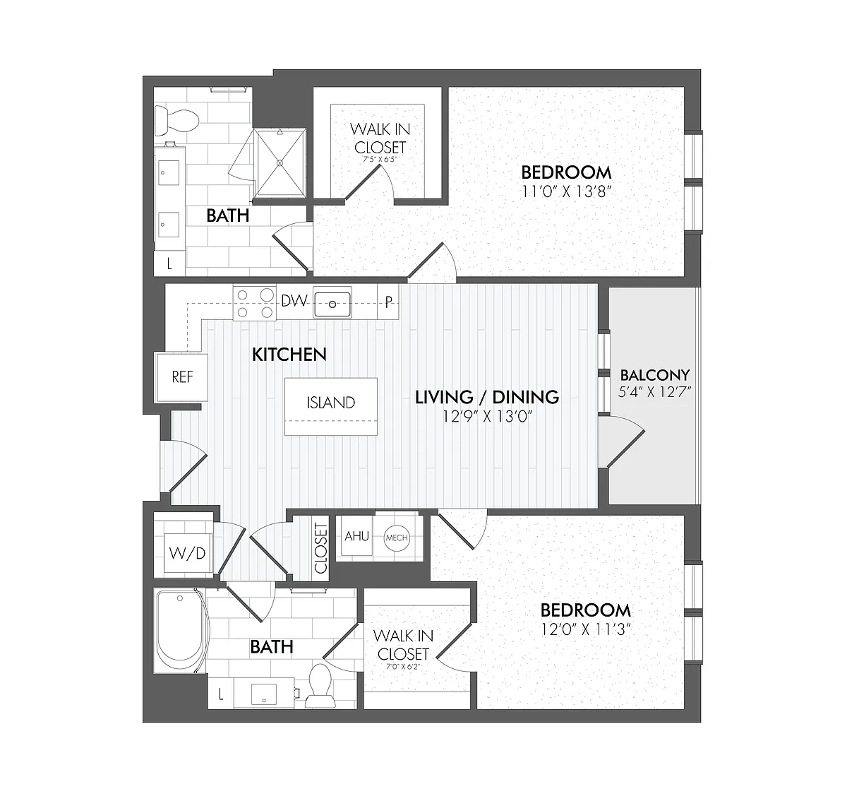 Floor plan 2 Bed/2 Bath-B1