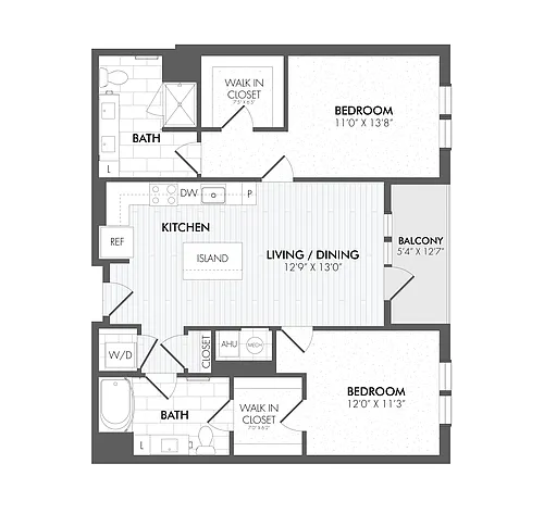 Floor plan 2 Bed/2 Bath-B1