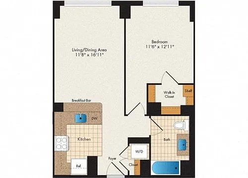 Floor plan Greenway 1 Bed 1 Bath