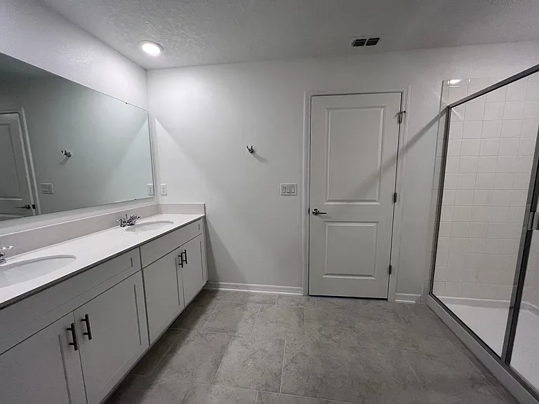 Walk in Shower and dual sink vanity