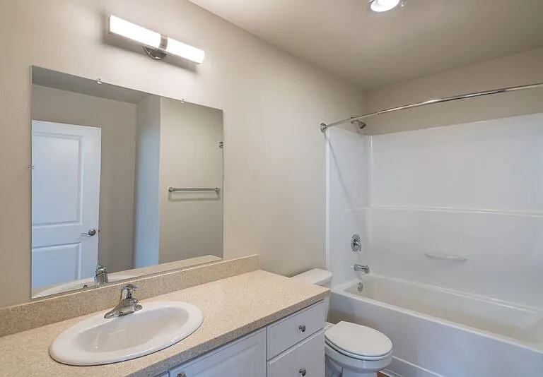 Studio bathroom with shower tub combo!